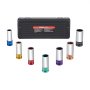 VEVOR Wheel Nut Impact Socket Set, Metric 6-Point Deep Socket Set, 12.7 mm Drive, 7 Wheel Nut Sizes (17/19/21/22/23/24/27 mm), Wheel Nut Socket Set Made of Cr-Mo