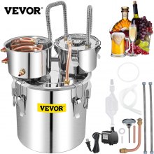 VEVOR Destilar Alcohol Destilador de Agua de 13,2 galones (50 L) Alambique para Destilación Casera 2 Barriles Serpentín Acero Inoxidable para