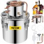 Kit de destilador VEVOR con olla de acero inoxidable, tubos de cobre y accesorios.