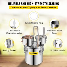 VEVOR Destilar Alcohol Destilador de Agua 21 L Máquina para el Agua Destilada Casera Destilación Filtro Purificador Acero Inoxidable