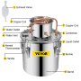 VEVOR 30L Alcohol Still, Alcohol Still with Circulation Pump, Copper Tube Alcohol Still, Whiskey Still with Built-in Thermometer, Stainless Steel