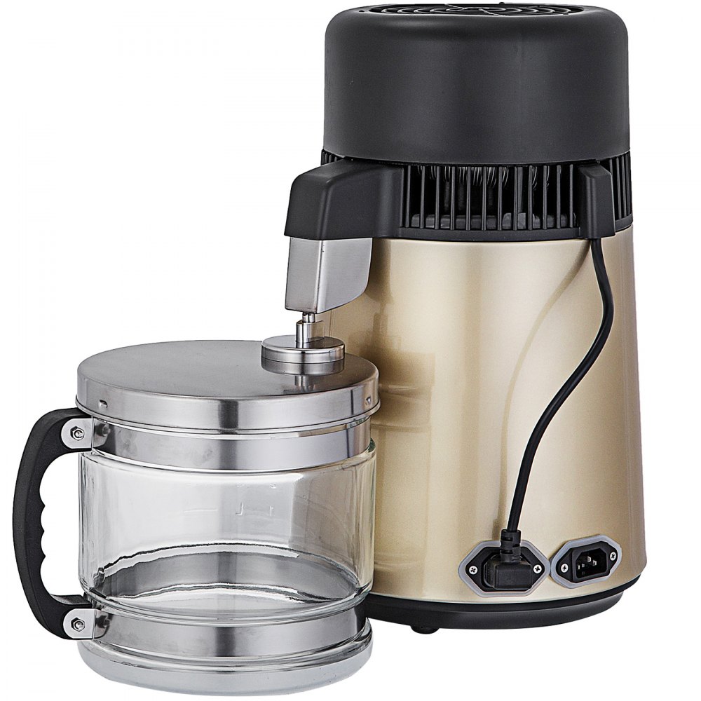 VEVOR Destilador de Agua 4L Filtro de Destilación de Agua de Acero Inoxidable 750W Destilación Casera Filtro Purificador Dispensador de Agua Fria y Caliente para Hospitales Oficinas Hogares