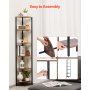 VEVOR Estante de Esquina 6 Niveles con Luz LED 28,5x28,5x171,5 cm Estantería de Esquina con Marco de Metal Estantes de Madera Librería de Almacenamiento para Dormitorio, Sala de Estar, Oficina