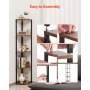 VEVOR 5 Tier Corner Shelf, Tall Corner Stand with LED Light, Wall Shelves Tower Storage Organizer with Metal Frame & Wooden Shelves, Narrow Display Book Shelf Rack for Bedroom, Living Room, Office