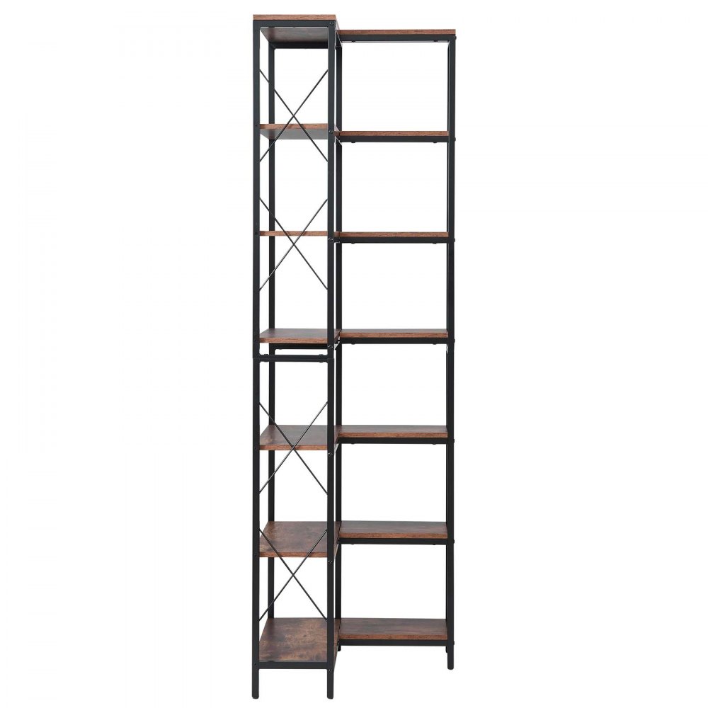 VEVOR Estante de Esquina 7 Niveles 60 x 60 x 200 cm en Forma de L Estantería de Esquina con Marco de Metal Estantes de Madera Librería de Almacenamiento para Dormitorio, Sala de Estar, Oficina
