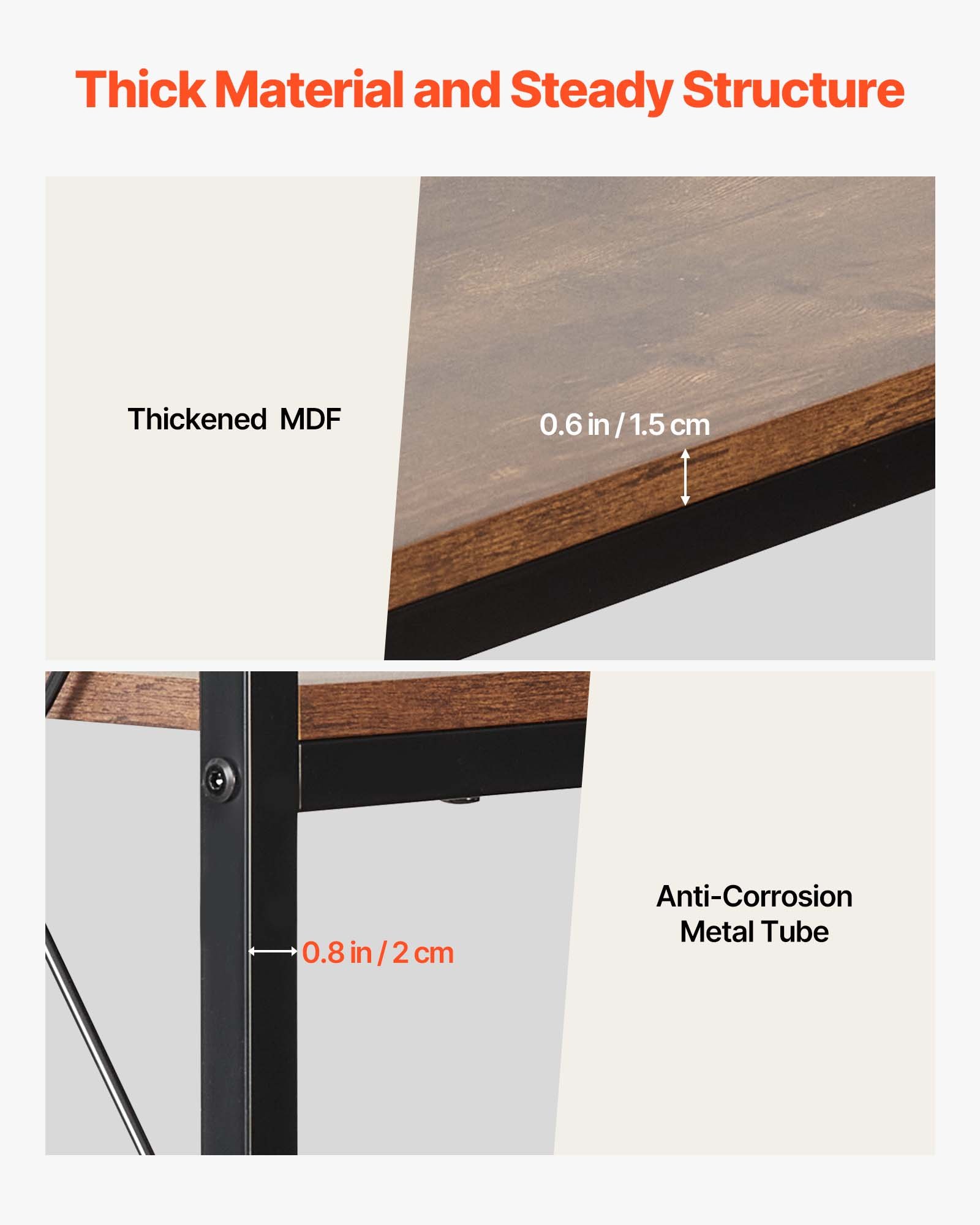 VEVOR Estante de Esquina 7 Niveles 60 x 60 x 200 cm en Forma de L Estantería de Esquina con Marco de Metal Estantes de Madera Librería de Almacenamiento para Dormitorio, Sala de Estar, Oficina