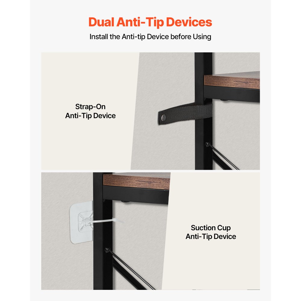 VEVOR Estante de Esquina 6 Niveles 80 x 102 x 180 cm en Forma de L Estantería de Esquina con Marco de Metal Estantes de Madera Librería de Almacenamiento para Dormitorio, Sala de Estar, Oficina