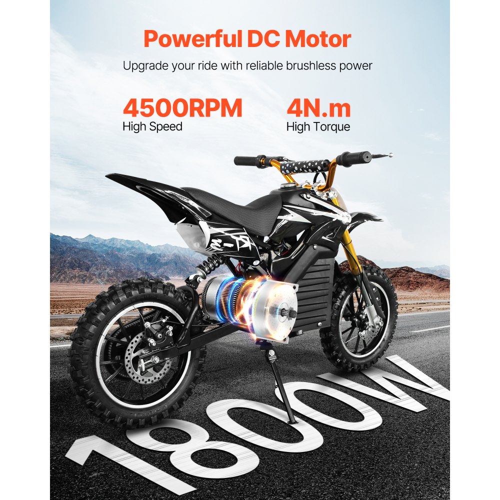 VEVOR Kit de Motor Eléctrico de CC sin Escobillas 1800 W, 48 V y 4500 RPM Controlador de Velocidad Mejorado y Kit de Acelerador de Pedal para Bicicletas Eléctricas, Motocicletas, 134 x 107 x 112 mm