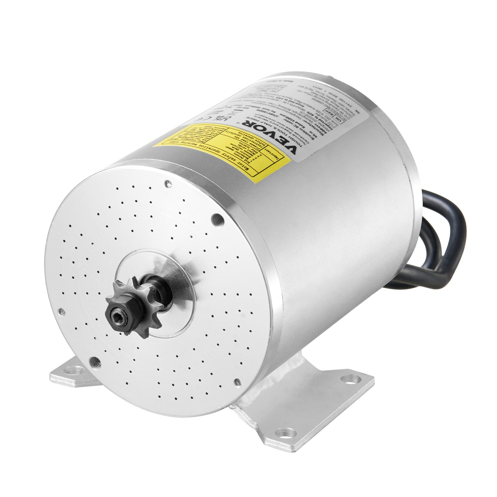 VEVOR Kit de Motor Eléctrico de CC sin Escobillas 1800 W, 48 V y 4500 RPM Controlador de Velocidad Mejorado y Kit de Acelerador de Pedal para Bicicletas Eléctricas, Motocicletas, 134 x 107 x 112 mm