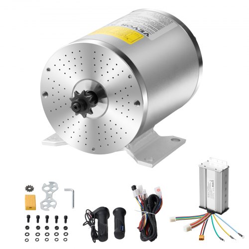 VEVOR Kit de Motor Eléctrico sin Escobillas de CC 1800 W, 48 V y 4500 RPM con Controlador de Velocidad Mejorado, Kit de Empuñadura del Acelerador para Bicicletas Eléctricas, con Caja de Conexiones