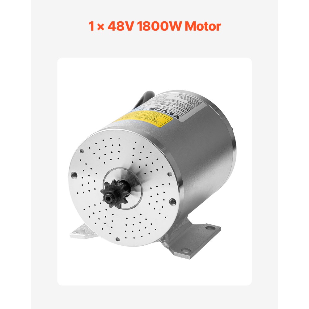 VEVOR Motor Eléctrico sin Escobillas de CC 1800 W, Motor Eléctrico para Karts 48 V y 4500 RPM, Motor Eléctrico para Motos de Cross, Scooters y Bicicletas Eléctricas, Carga 150 kg, 134 x 107 x 112 mm
