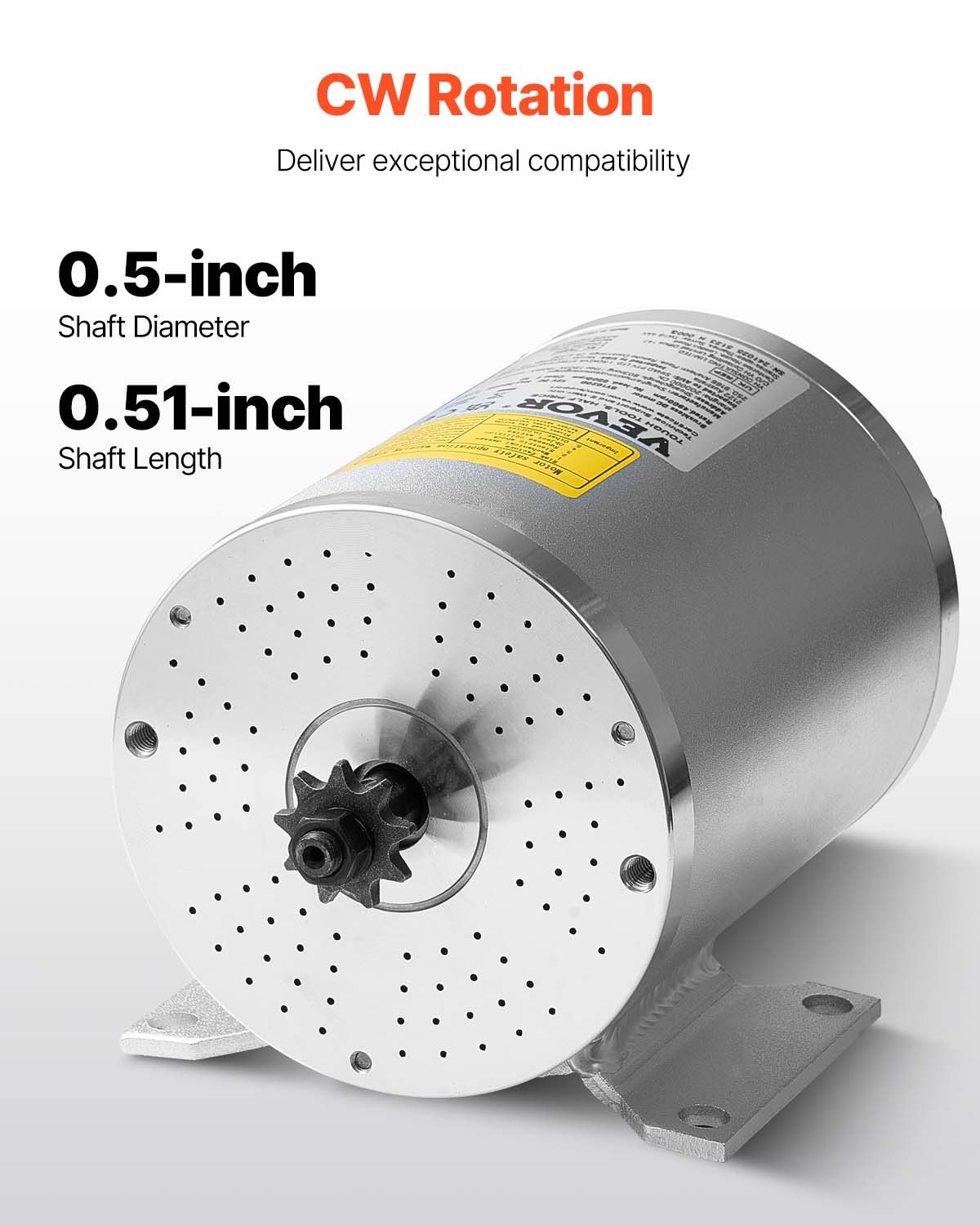VEVOR Motor Eléctrico sin Escobillas de CC 1800 W, Motor Eléctrico para Karts 48 V y 4500 RPM, Motor Eléctrico para Motos de Cross, Scooters y Bicicletas Eléctricas, Carga 150 kg, 134 x 107 x 112 mm