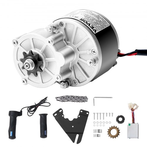 VEVOR Kit de Motor Eléctrico Potente de CC 250 W, 24 V y 2700 RPM con Controlador de Velocidad Mejorado, Kit de Empuñadura del Acelerador para Karts, Bicicletas Eléctricas, 102 x 124 x 130 mm