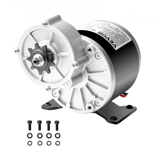 VEVOR Motor Eléctrico Potente de CC de 350 W, Motor Eléctrico para Karts de 24 V y 3000 RPM, Motor Eléctrico para Motos de Cross, Scooters y Bicicletas Eléctricas, 1,11 N.m, 145 x 125 x 130 mm