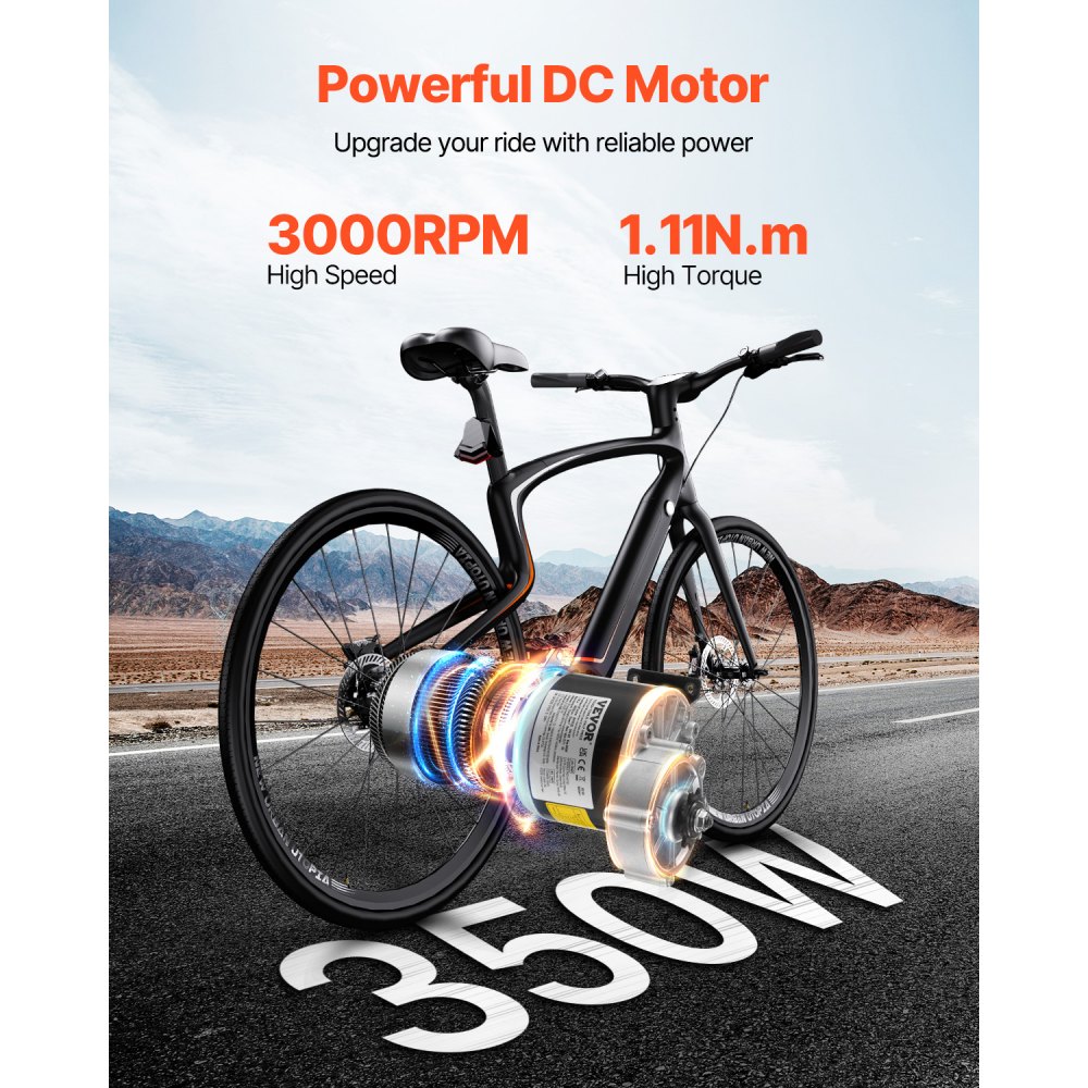 VEVOR Motor Eléctrico Potente de CC de 350 W, Motor Eléctrico para Karts de 24 V y 3000 RPM, Motor Eléctrico para Motos de Cross, Scooters y Bicicletas Eléctricas, 1,11 N.m, 145 x 125 x 130 mm