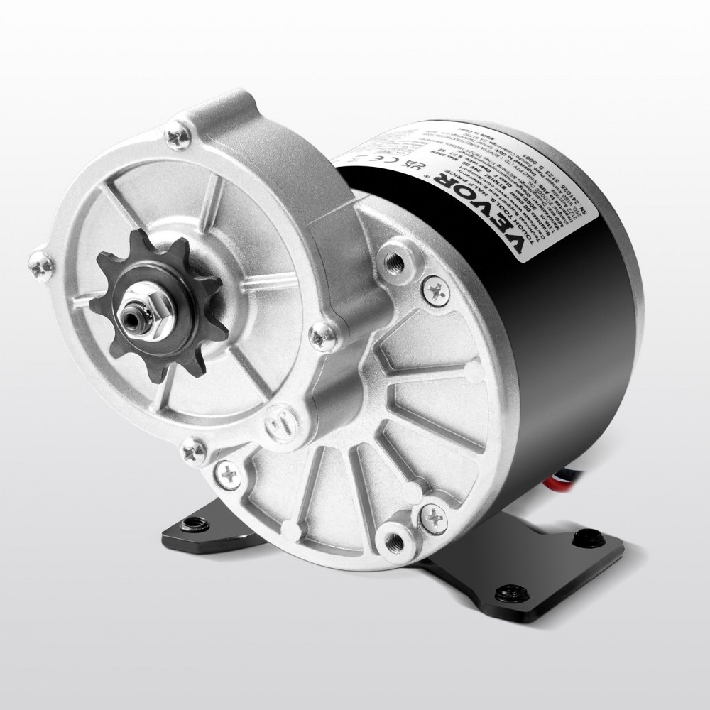 VEVOR Motor Eléctrico Potente de CC de 350 W, Motor Eléctrico para Karts de 24 V y 3000 RPM, Motor Eléctrico para Motos de Cross, Scooters y Bicicletas Eléctricas, 1,11 N.m, 145 x 125 x 130 mm