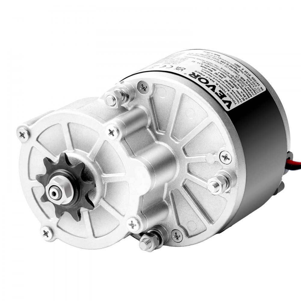 VEVOR Motor Eléctrico Potente de CC de 350 W, Motor Eléctrico para Karts de 24 V y 3000 RPM, Motor Eléctrico para Motos de Cross, Scooters y Bicicletas Eléctricas, 1,11 N.m, 145 x 125 x 130 mm