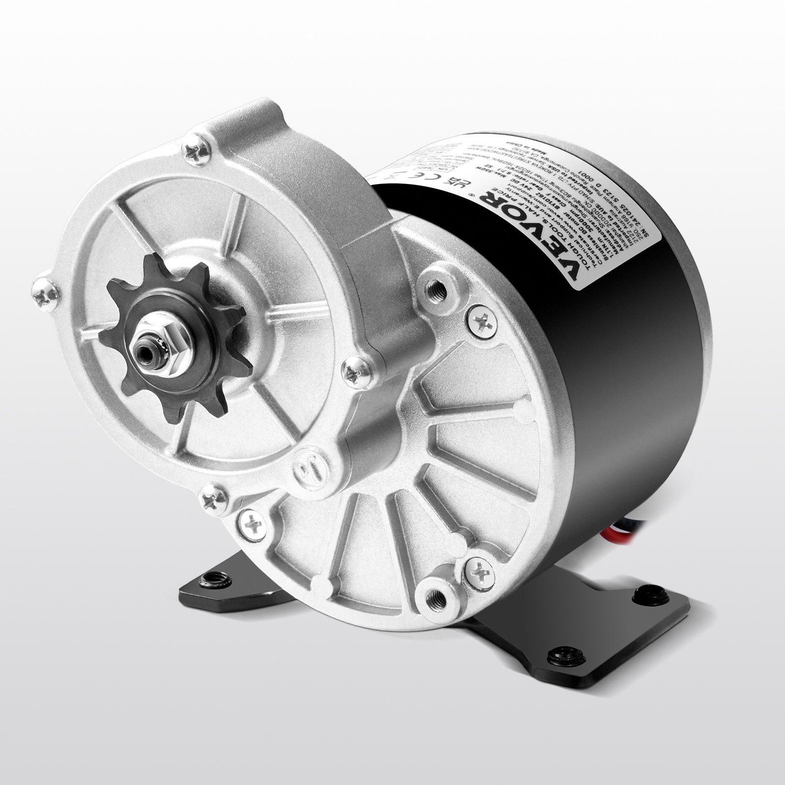 VEVOR Motor Eléctrico Potente de CC de 350 W, Motor Eléctrico para Karts de 24 V y 3000 RPM, Motor Eléctrico para Motos de Cross, Scooters y Bicicletas Eléctricas, 1,11 N.m, 145 x 125 x 130 mm