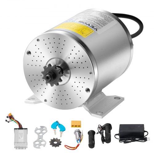 VEVOR Kit de Motor Eléctrico de CC sin Escobillas 500 W, 36 V y 3000 RPM con Controlador de Velocidad Mejorado, Kit de Empuñadura del Acelerador para Bicicletas Eléctricas, 124 x 107 x 112 mm