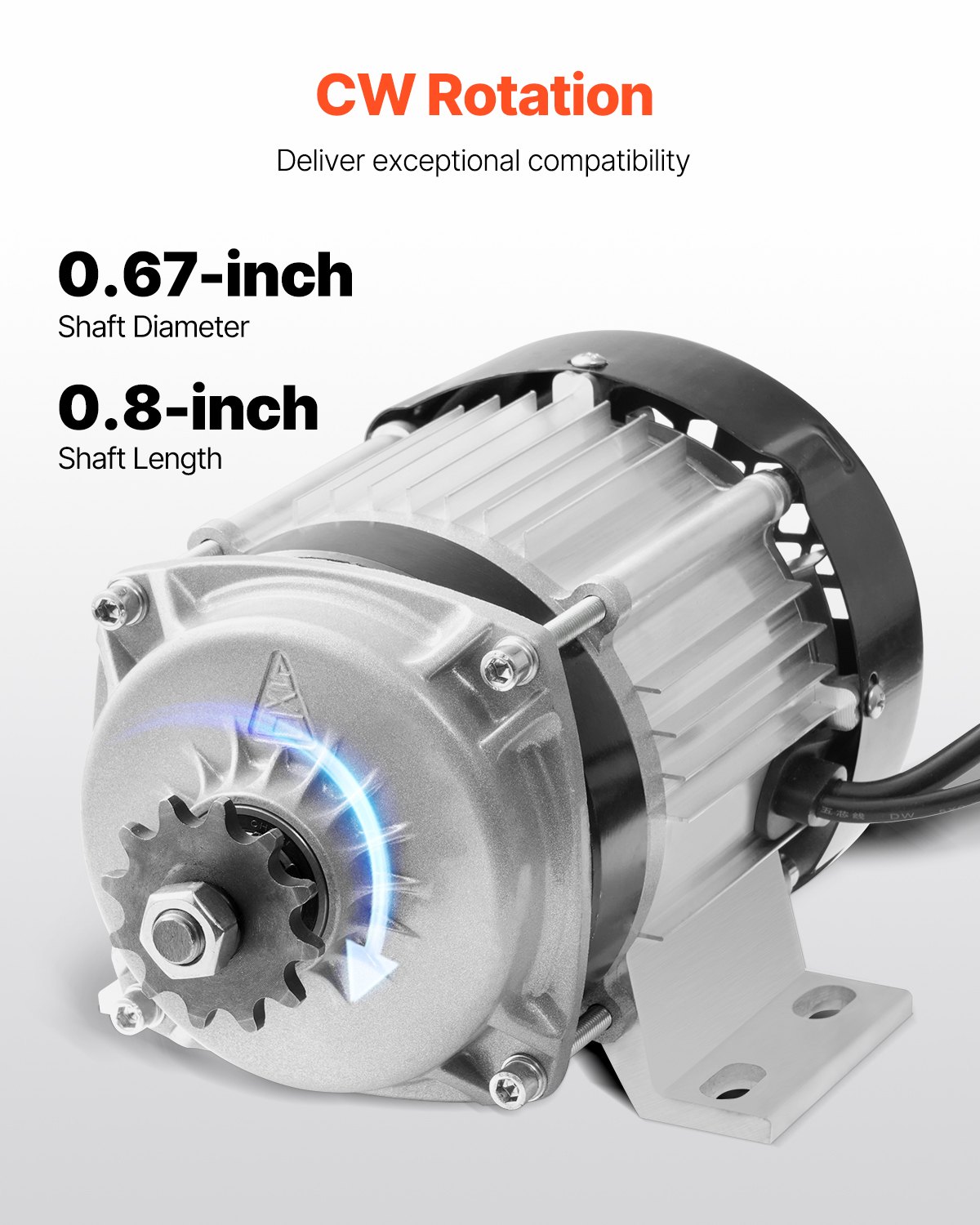 VEVOR 500W Brushless DC Electric Motor Kit, Brushless Electric Motor – 48V 2700 RPM Motor with Improved Speed Controller for Go-Karts, E-Bikes, Motorcycles, and Scooters