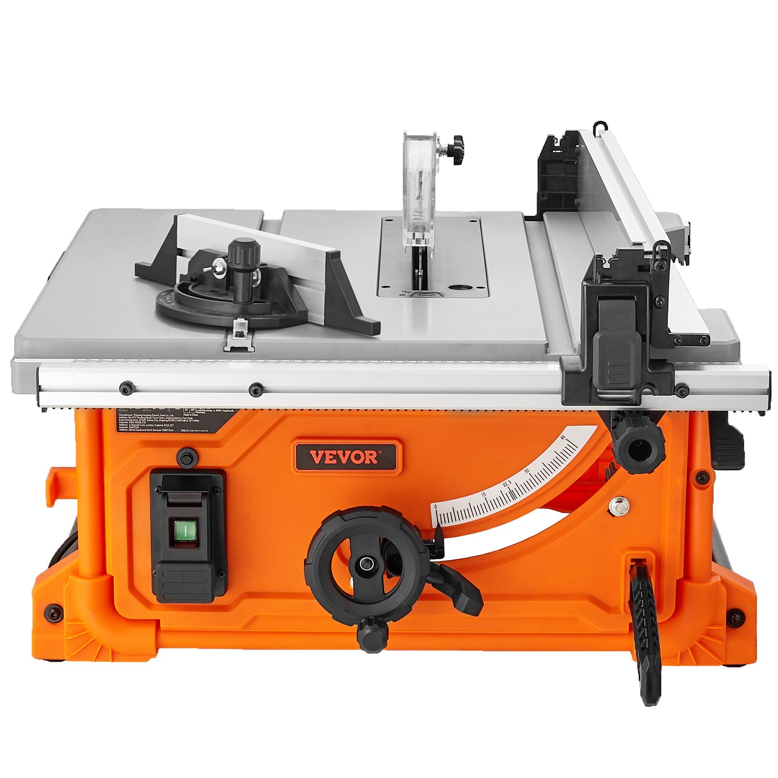 VEVOR Sierra Circular de Mesa Capacidad de Corte 625 mm Sierra de Mesa 4400 rpm 1800 W Corte Transversal 85 mm 90° Corte Biselado 60 mm 45° para Corte de Madera Carpintería Taller Interior Exterior