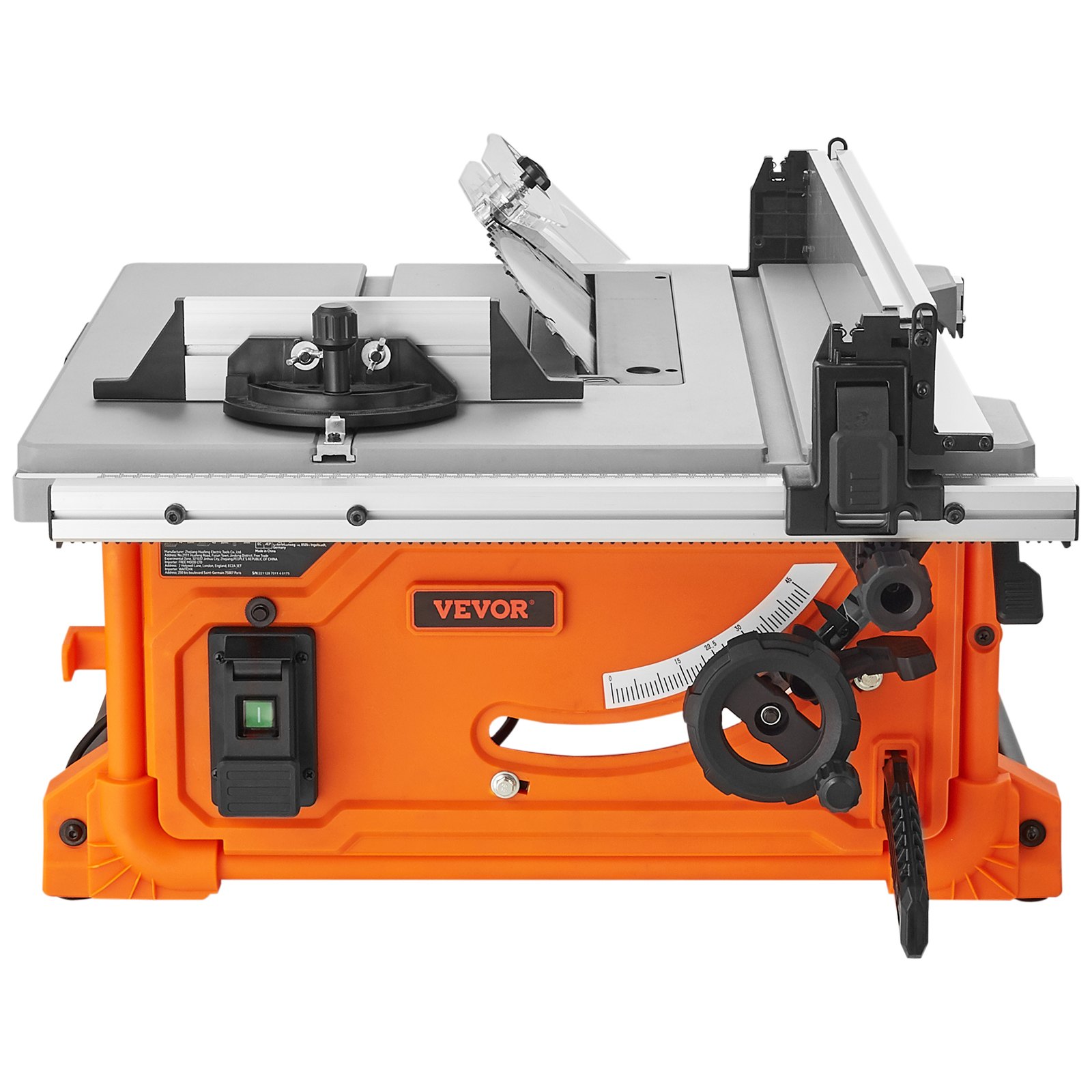 VEVOR Sierra Circular de Mesa Capacidad de Corte 625 mm Sierra de Mesa 4400 rpm 1800 W Corte Transversal 85 mm 90° Corte Biselado 60 mm 45° para Corte de Madera Carpintería Taller Interior Exterior