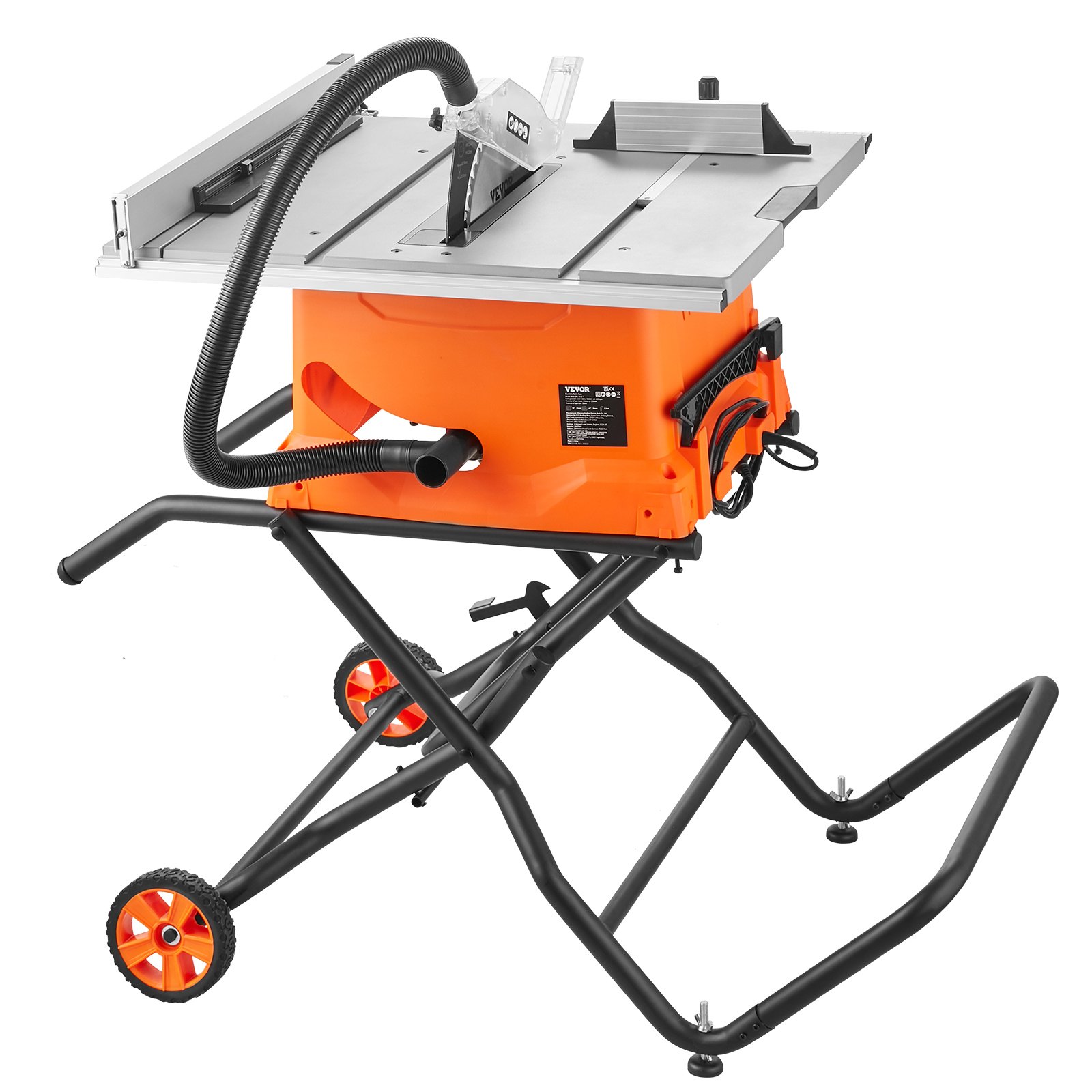 VEVOR Table Saw 1800W, Table Saw Ø254mm 4800rpm, 85mm at 90° Cross Cut 55mm at 45° Bevel Cut, Angle Stop -60˚/60˚, Ideal for Cutting Wood and DIY Woodworking Projects