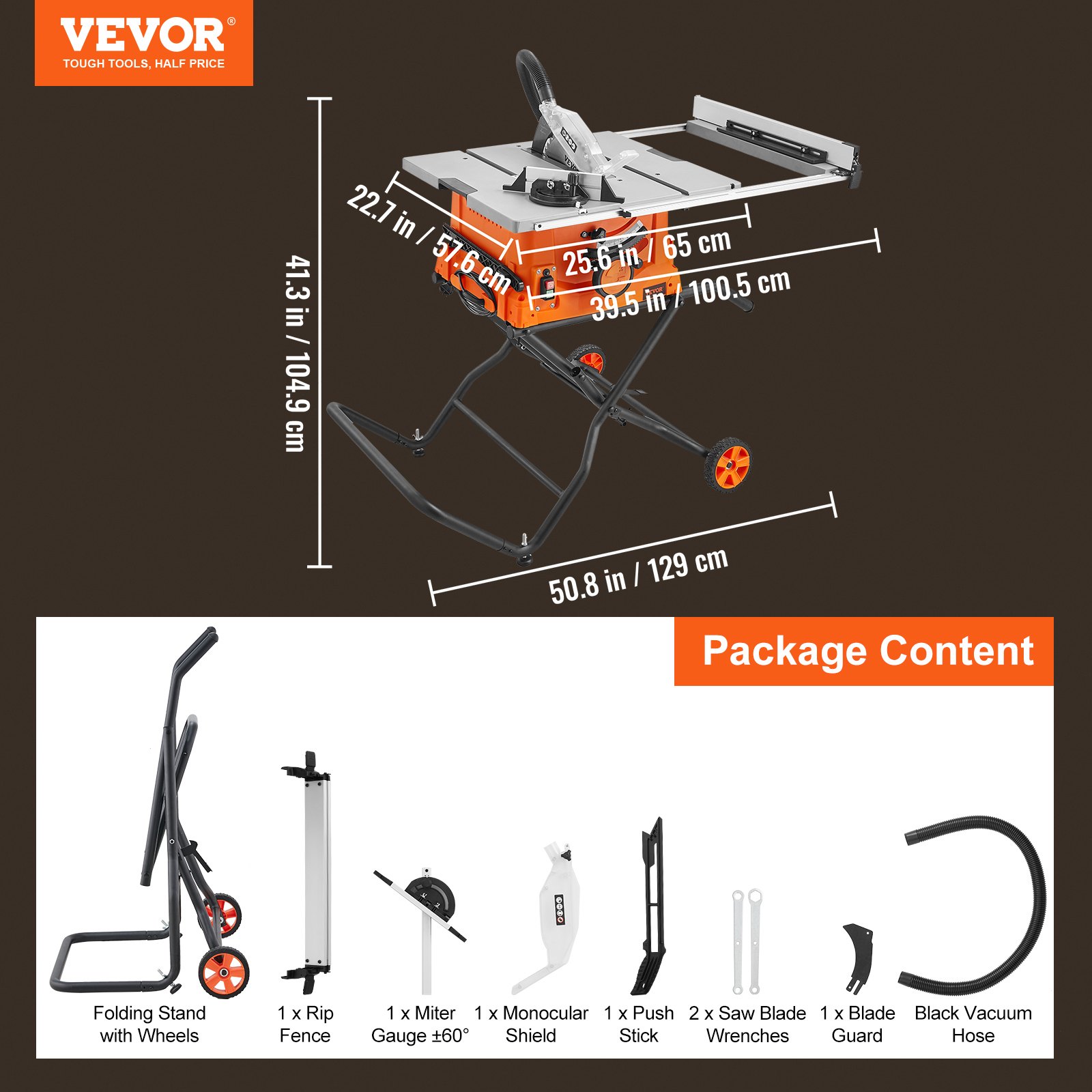 VEVOR Sierra Circular de Mesa Capacidad de Corte 625 mm Sierra de Mesa 4800 rpm 1800 W Corte Transversal 85 mm 90° Corte Biselado 55 mm 45° para Corte de Madera Carpintería Taller Interior Exterior