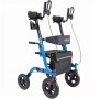 VEVOR Andador para Ancianos con Asiento Soporta 136 kg, Ruedas de PU, Silla de Transporte Aleación de Aluminio Plegable, Reposabrazos Ajustable, Rollator para Exterior Paseos Compras Personas Mayores