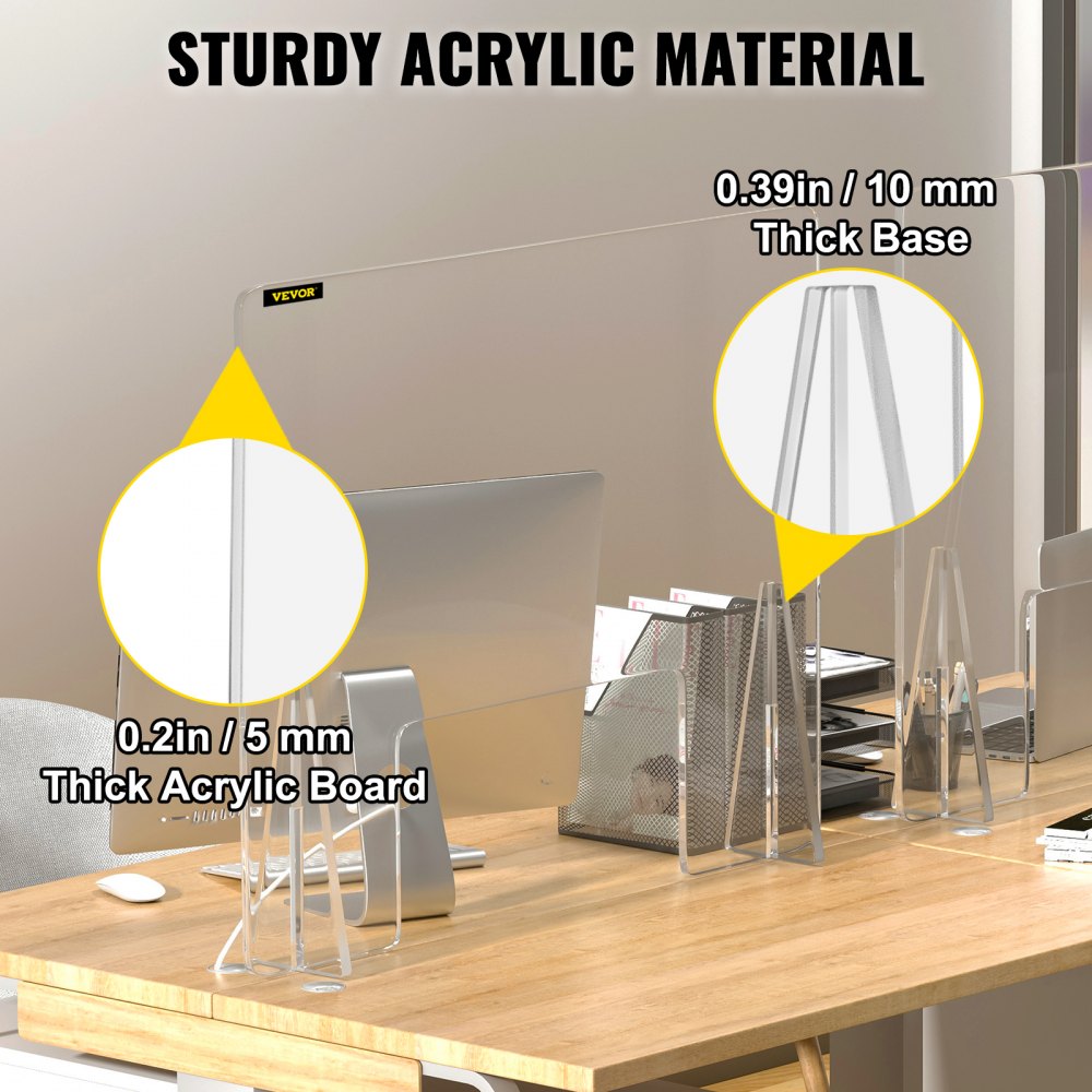 VEVOR Protector de Pantalla Acrílica para Mostrador 60 x 76cm Protector contra Estornudos Ventana de Transacción de 20 x 44 cm 3,1 kg Protector de Pantalla Acrílica para Clínicas, Hoteles, Bancos