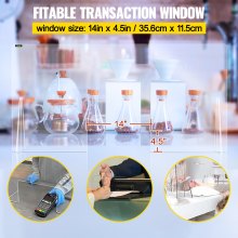 VEVOR Protector de Pantalla Acrílica para Mostrador, 60 x 120 cm Protector contra Estornudos, Ventana de Transacción de 11,5 x 35,6 cm Protector de Pantalla Acrílica para Clínicas, Hoteles, Bancos