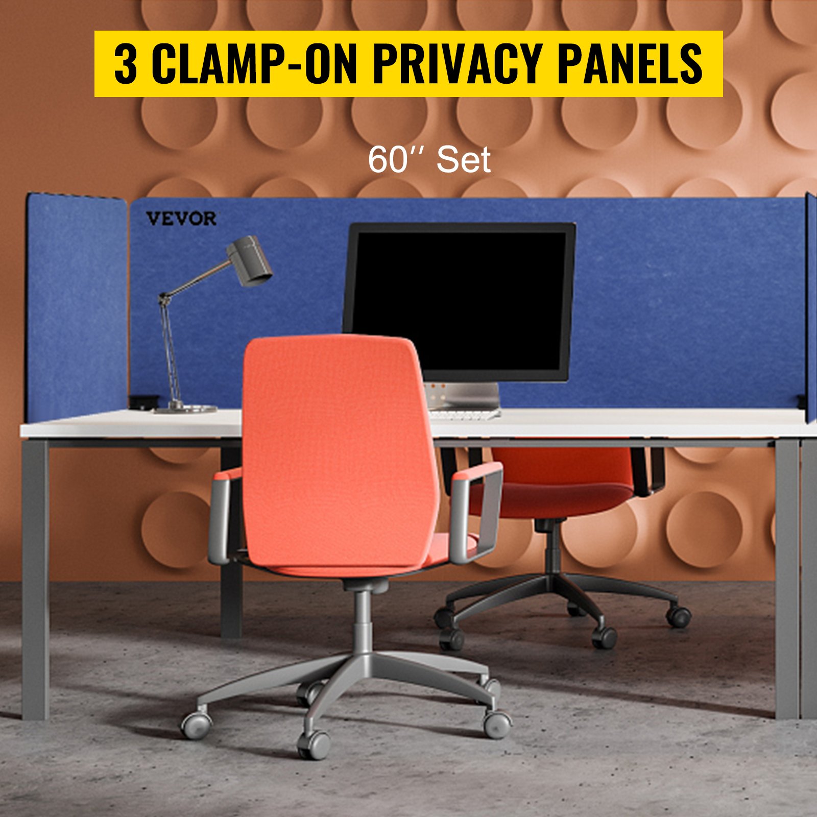 VEVOR Panel de Privacidad de Oficina Azul 152x61 cm 61x61 cm Divisor de Escritorio Espesor de Panel 20 mm Espesor de Escritorio Adecuado 10-35 mm Panel de Privacidad de Escritorio para Oficinas Aulas