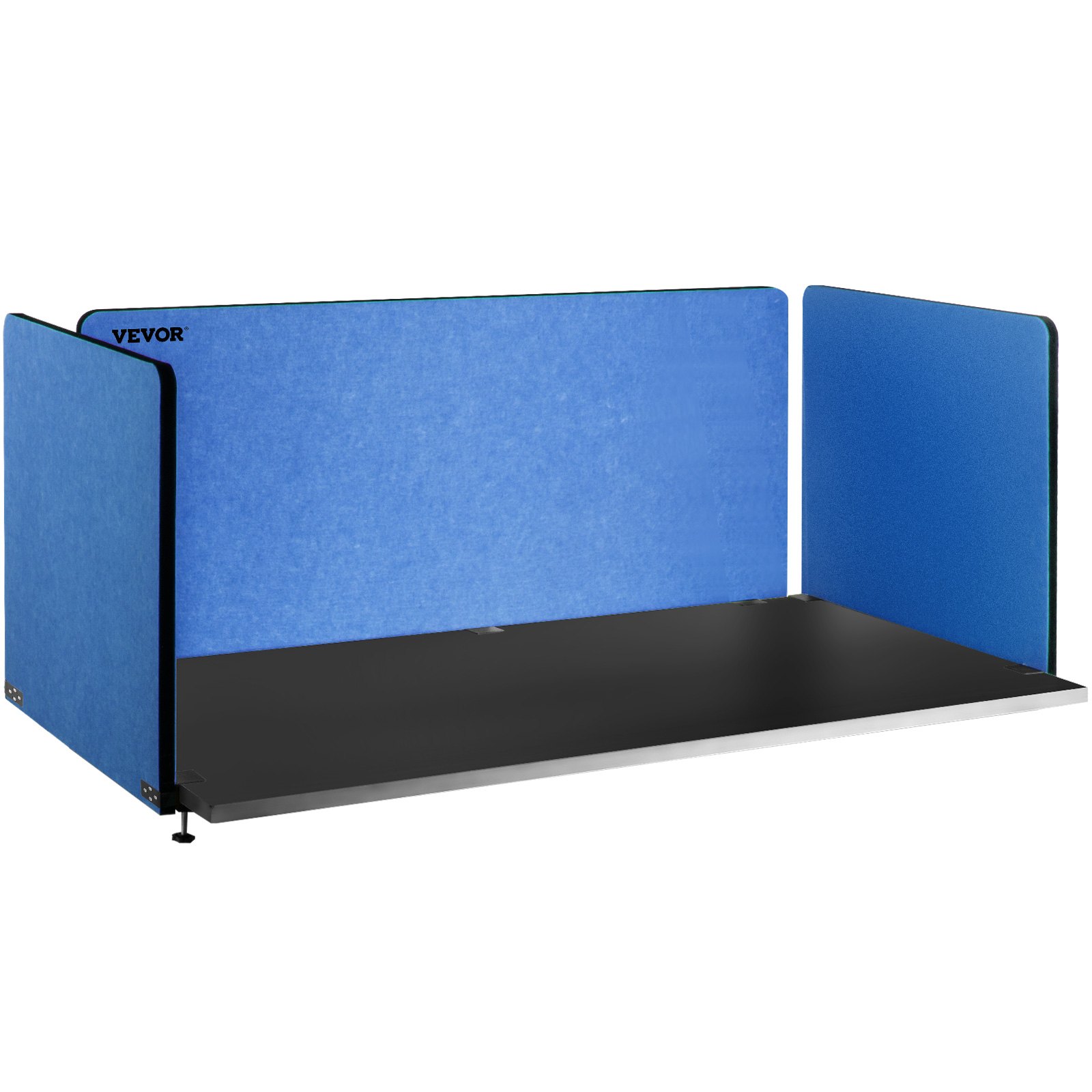 VEVOR Desk Partition Polyester Fiber Acoustic Desk Privacy Screen 20mm Thick Desk Divider Navy Blue Suitable for 10-35mm Tabletops Soundproofing Ideal for Office Library Classroom
