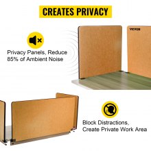 VEVOR Panel de Privacidad de Oficina Amarillo 152x61 cm 3 Paneles Divisor de Escritorio Espesor de Panel 20mm Espesor de Escritorio Adecuado 10-35mm Panel de Privacidad de Escritorio para Oficina Aula