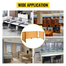 VEVOR Panel de Privacidad de Oficina Amarillo 152x61 cm 3 Paneles Divisor de Escritorio Espesor de Panel 20mm Espesor de Escritorio Adecuado 10-35mm Panel de Privacidad de Escritorio para Oficina Aula