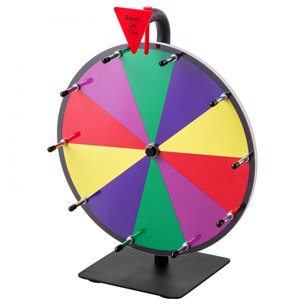 VEVOR Rueda de la Fortuna Interactiva, 10 Ranuras, Soporte, Ruleta Ganadora de Juegos de Lotería con Borrador de Pizarra y 2 Marcadores, 5 Colores, para Fiestas, Pubs, Ferias, 300 x 160 x 390 mm