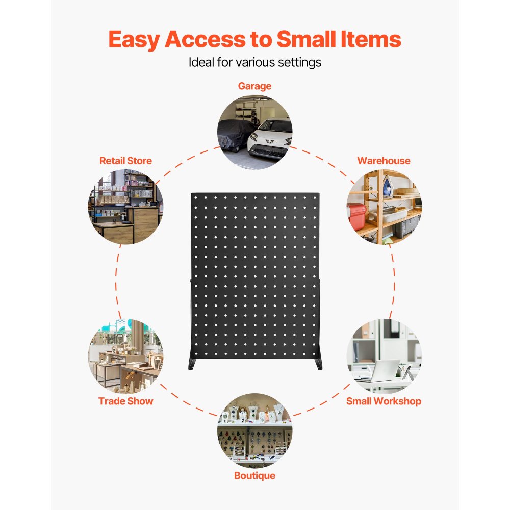 VEVOR 4 PCS Expositor de Tablero Perforado de 440 x 330 x 114 mm, Organizador de Accesorios de Panel de Acero Laminado en Frío Grueso para Supermercados, Tiendas Minoristas y Joyerías, Negro