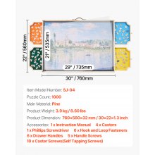 VEVOR Tablero de Rompecabezas Giratorio 1000 uds 4 Cajones 760 x 560 x 32 mm