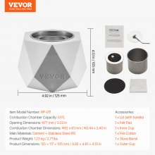 VEVOR Brasero de Mesa con Forma de Cuenco Chimenea Hormigón 125 x 117 x 105 mm