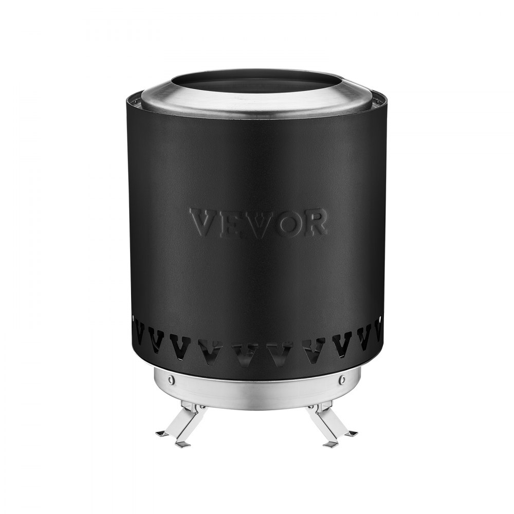 VEVOR Brasero de Mesa de Acero Inoxidable para Interior y Exterior, con Soporte, Sin Humo, Confiable, Alimentado con Leña o Pellets para Acampar, Patio, Negro, Combustión 1,46 L, Φ 150 x 205 mm