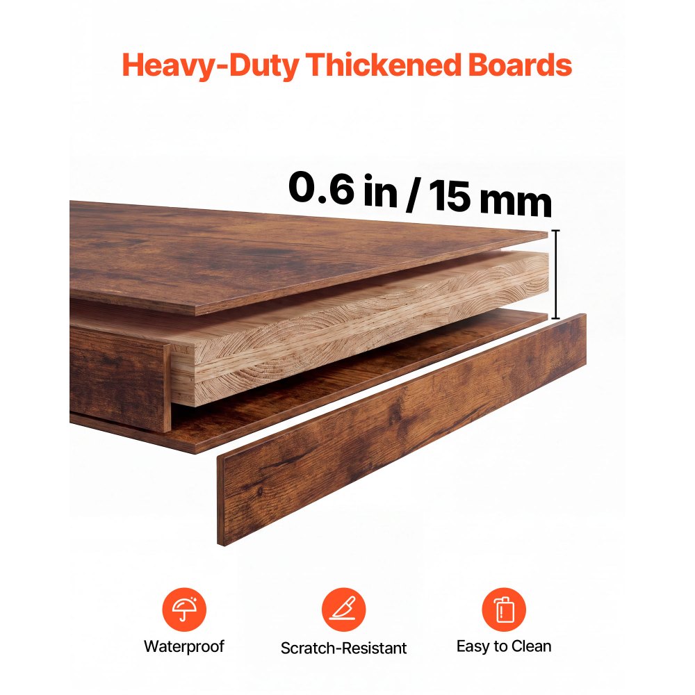 VEVOR Estantería de Escritorio para Ordenador Organizador de Mesa 3 Niveles, Almacenamiento de Objetos para Estudio Oficina Dormitorio, Estructura de Metal y Madera, con Rejilla Patas Antideslizantes
