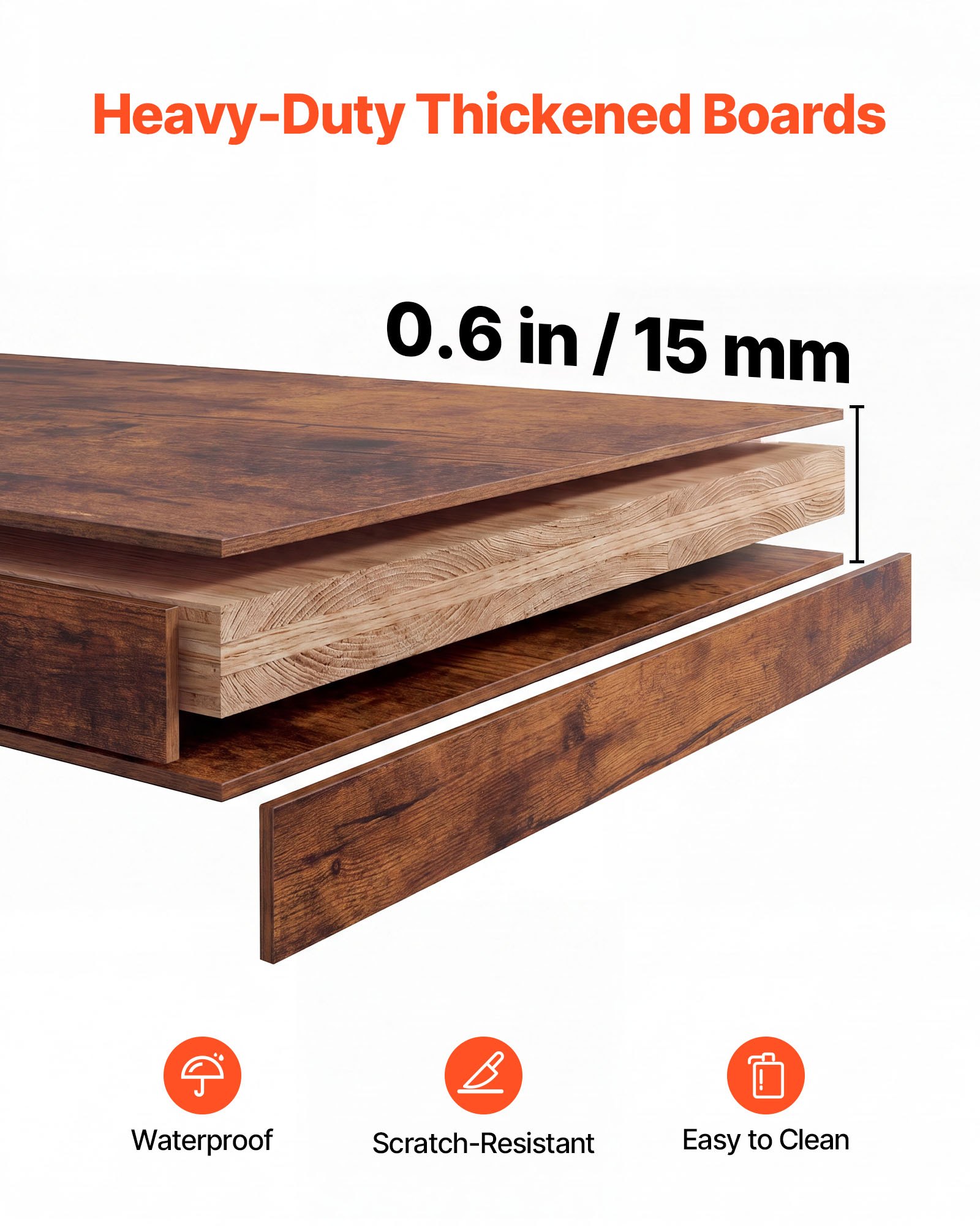 VEVOR Estantería de Escritorio para Ordenador Organizador de Mesa 3 Niveles, Almacenamiento de Objetos para Estudio Oficina Dormitorio, Estructura de Metal y Madera, con Rejilla Patas Antideslizantes