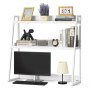VEVOR Estantería de Sobremesa 95 x 32 x 90 cm Organizador de Almacenamiento de Escritorio 2 Niveles Estante de Escritorio con Almohadillas Antideslizantes para los Pies para Oficina, Hogar, Blanco