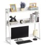 VEVOR Estantería de Sobremesa 95 x 32 x 90 cm Organizador de Almacenamiento de Escritorio 2 Niveles Estante de Escritorio con Almohadillas Antideslizantes para los Pies para Oficina, Hogar, Blanco