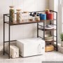 VEVOR Desktop Bookshelf 4-Tier Countertop Storage Hutch for Computer Desk, Metal Frame and Wooden Shelf, with Non-Slip Feet Pads, Multipurpose Desk Hutch Storage Organizer for Dorm, Home, and Office