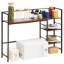 VEVOR Desktop Bookshelf 4-Tier Countertop Storage Hutch for Computer Desk, Metal Frame and Wooden Shelf, with Non-Slip Feet Pads, Multipurpose Desk Hutch Storage Organizer for Dorm, Home, and Office