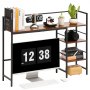 VEVOR Desktop Bookshelf 4-Tier Countertop Storage Hutch for Computer Desk, Metal Frame and Wooden Shelf, with Non-Slip Feet Pads, Multipurpose Desk Hutch Storage Organizer for Dorm, Home, and Office