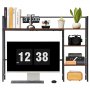 VEVOR Desktop Bookshelf 4-Tier Countertop Storage Hutch for Computer Desk, Metal Frame and Wooden Shelf, with Non-Slip Feet Pads, Multipurpose Desk Hutch Storage Organizer for Dorm, Home, and Office
