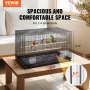 VEVOR Jaula de Vuelo para Pájaros 76 x 46 x 45,5 cm Jaula para Pájaros de Metal con Manija Lateral Puerta Segura Portátil Bandeja Desmontable Perchas Comederos para Pájaros Pequeños Cacatúas Loros