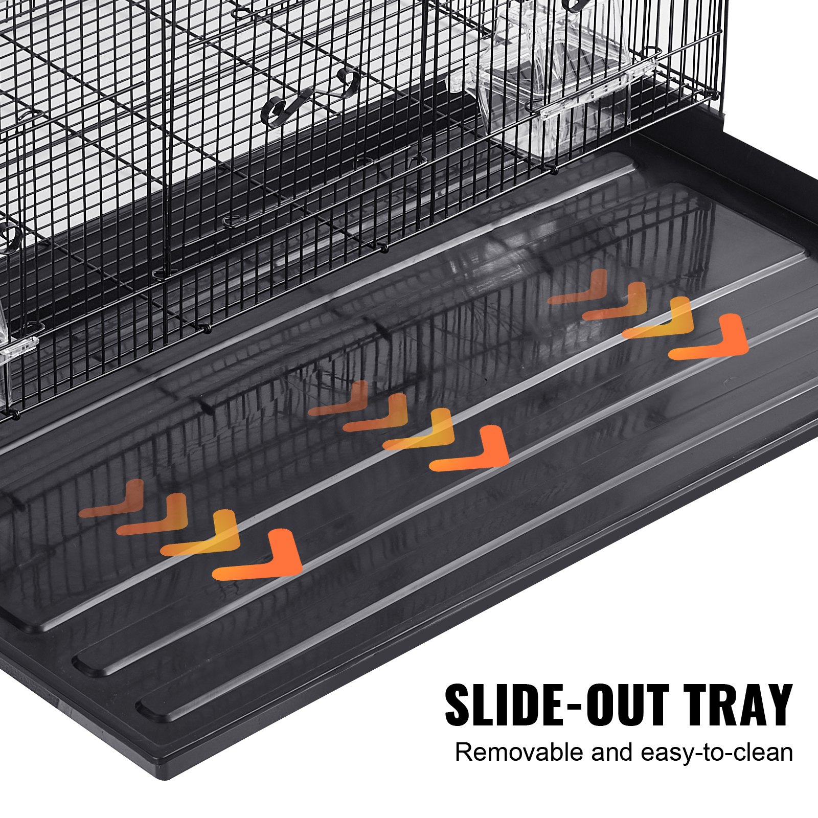 VEVOR Jaula de Vuelo para Pájaros 76 x 46 x 45,5 cm Jaula para Pájaros de Metal con Manija Lateral Puerta Segura Portátil Bandeja Desmontable Perchas Comederos para Pájaros Pequeños Cacatúas Loros
